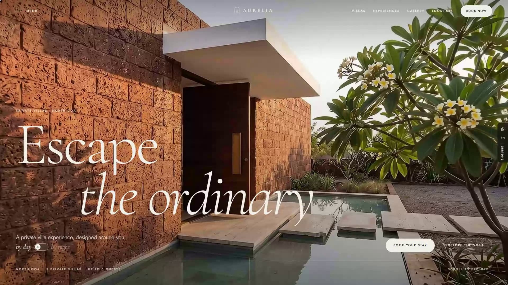Aurelia Villas luxury private villa showcase interface